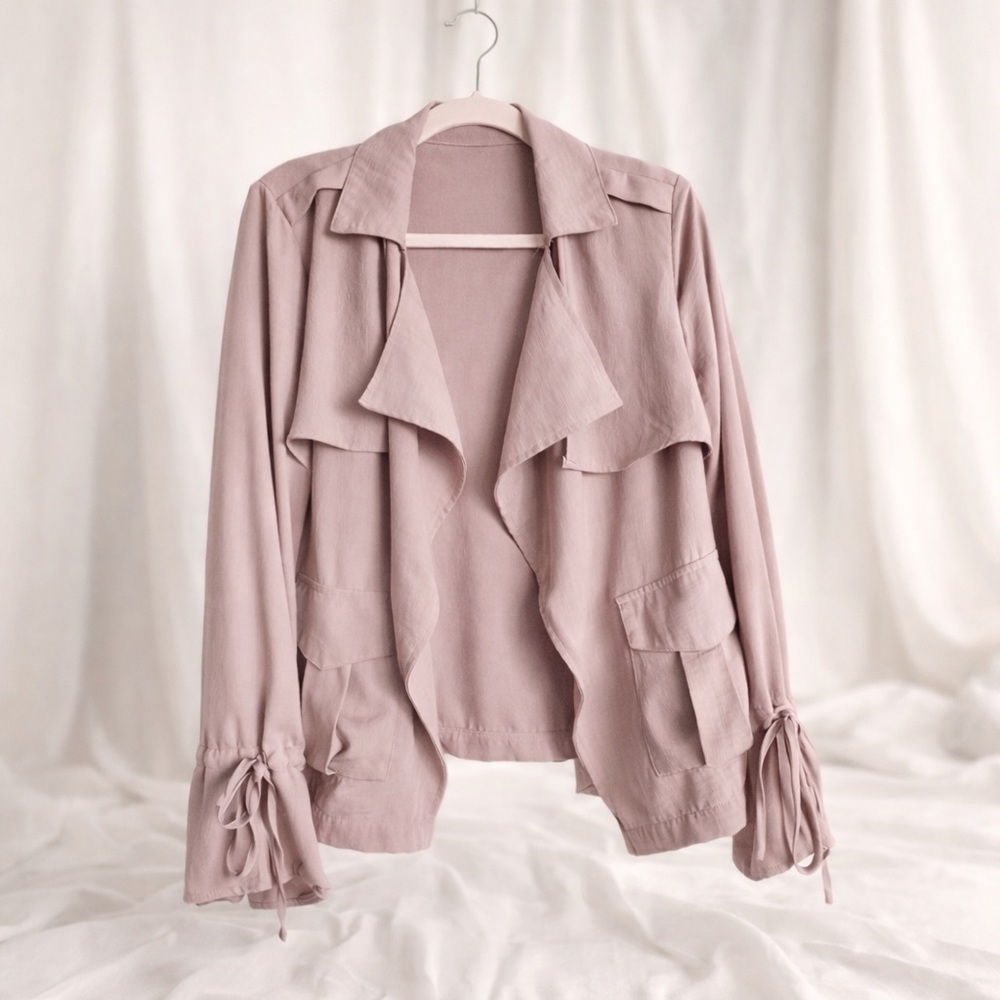 Lulus Dusty Mauve Waterfall Jacket with‎ Tie Cuffs Size:XS